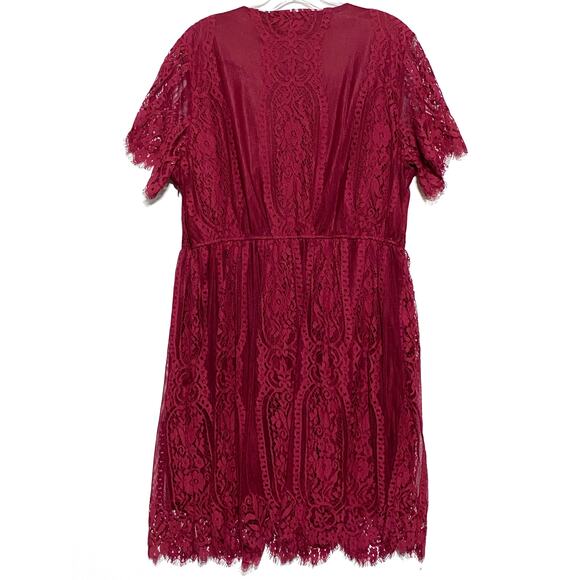 Merokeety Lace Overlay V Neck Dress XL Boho Fairy Cocktail Romantic Feminine NWT - Picture 2 of 11